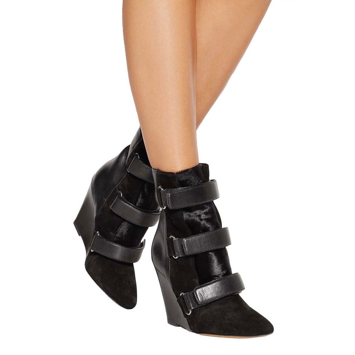Isabel Marant Fall 2013 Scarlet wedge suede boots with pony hair